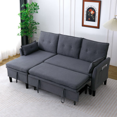 Canapé modulaire réversible en L avec rangement - coton et lin