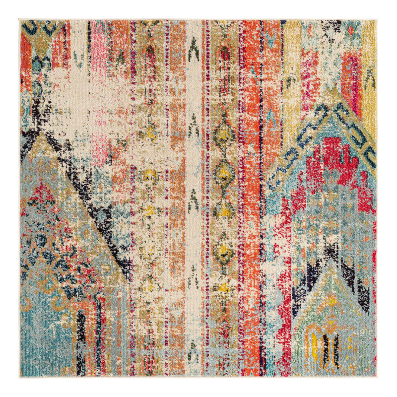 Newburyport Washable Geometric Indoor Rug, Square 5'