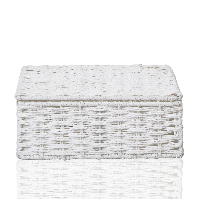 Highland Dunes Amettes Wicker Decorative Basket, 8.5cm H x 23cm W x 16cm D, White