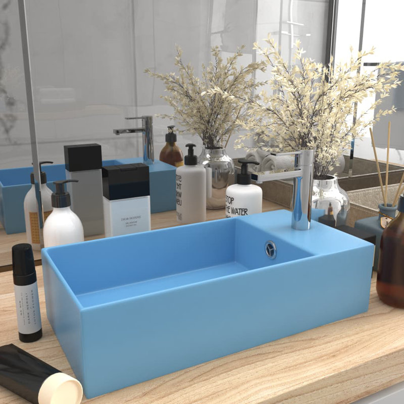 Lavabo de salle de bain vidaXL avec trop-plein en céramique, Blanc