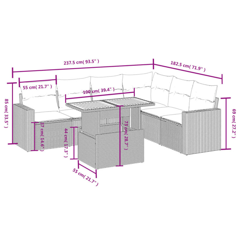 Vidaxl Garden Sofa Set Grey