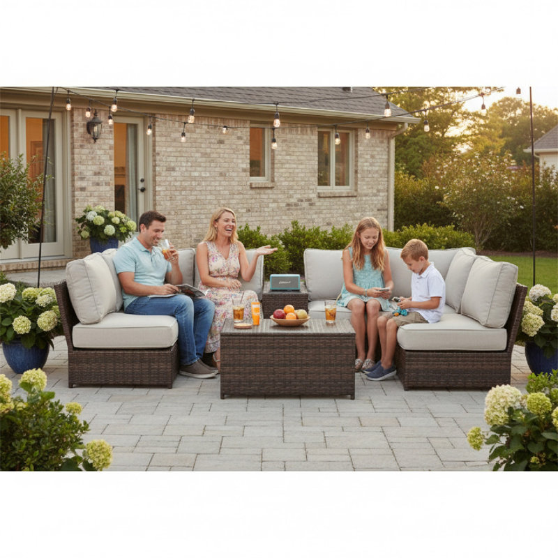 Fully Assembled 4-Person Outdoor Seating Group With Cushions, Espresso