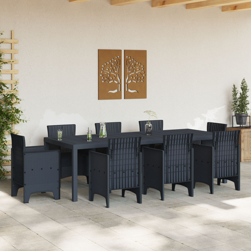 Table de jardin en rotin poly 98,43 x 39,37 x 28,74 po vidaXL Anthracite, Anthracite, H 28,7 po x l 98,4 po x P 39,4 po