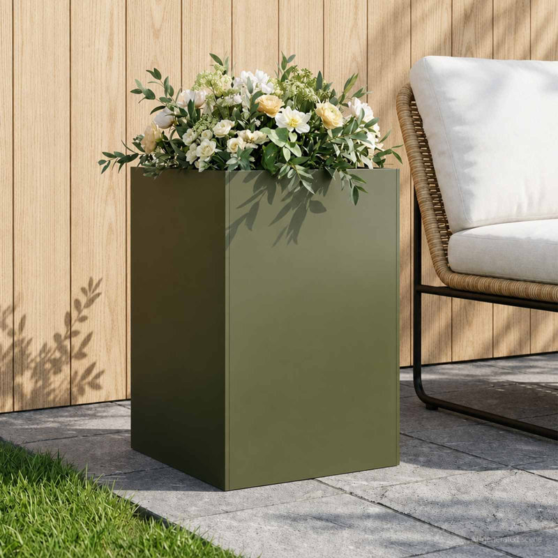 Planter, 75cm H x 50cm W x 50cm D, Olive Green, 1