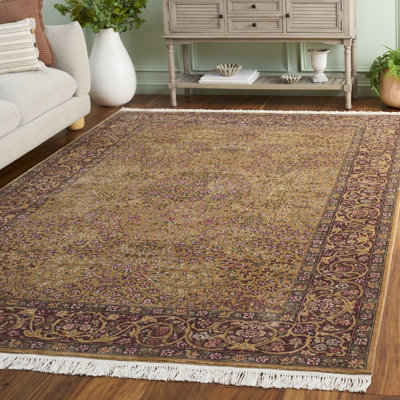Tapis brun / beige en laine à motif oriental Royal Kerman