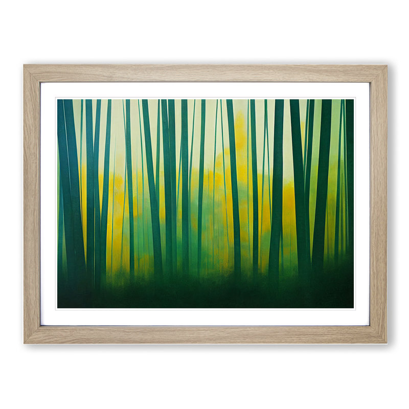 Colourful Bamboo Forest Vol.3 - Single Picture Frame Print, 25cm H x 34cm W x 2cm D, Oak