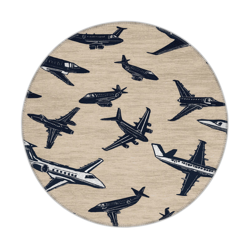 Tapis intérieur et extérieur beige Transport, Rond 5 pi