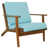 Coussin bleu ciel / cadre brun