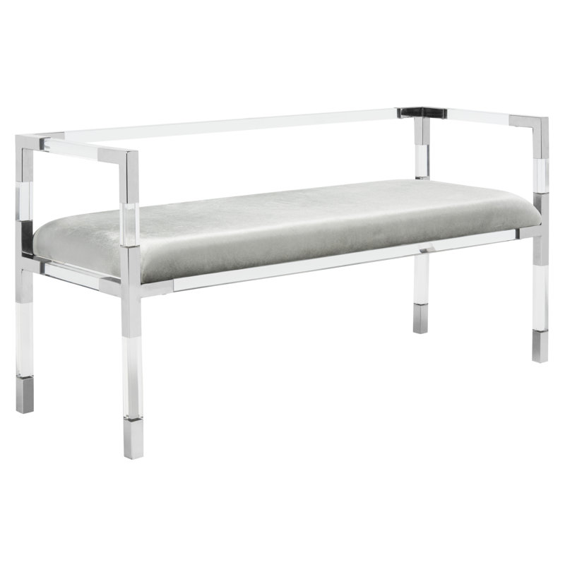 Banc rembourré Chantai, Transparent / Argent