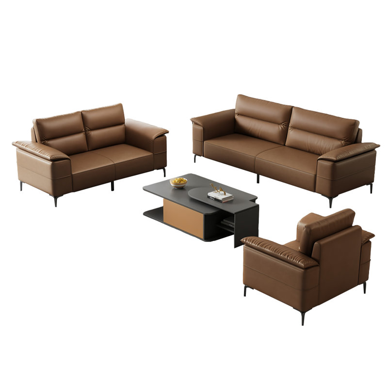 Simple brown sofa tea table combination