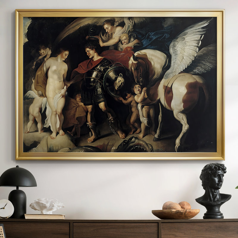 Persée et Andromède-Peter Paul Rubens-Toile tendue avec châssis-c. 1622, 30x.5x42.5, Framed Canvas, Or