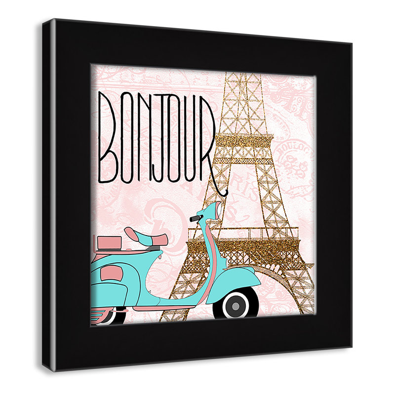 Bonjour paris 2, H 9 po x l 9 po x P 1,19 po, Encadré de boîte noir