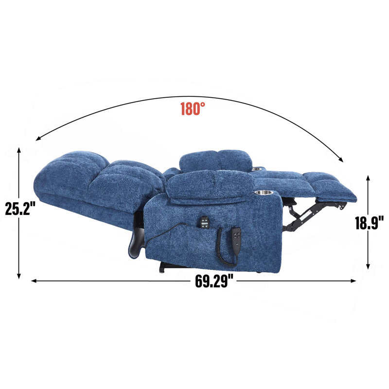 Fauteuil inclinable à double moteur en cuir à deux positions Infinity Power Lift, Bleu