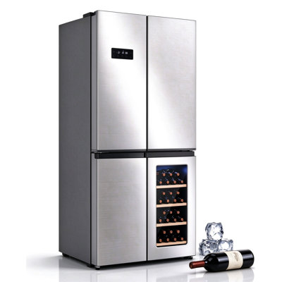 Réfrigérateur côte à côte COWSAR 22 pi³ (623 L) de profondeur pour comptoir et 35,63 po (90,5 cm) de largeur, style français, acier inoxydable