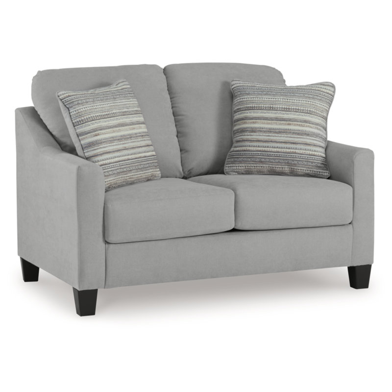 Gray Velvet Loveseat with Removable Cushions