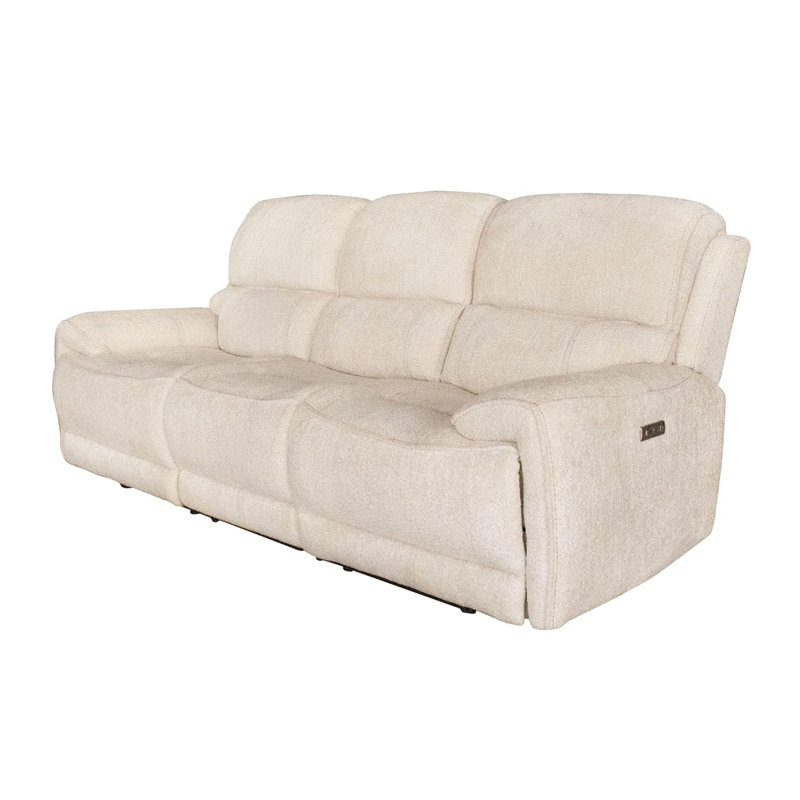 90.4" W Transitional Power Sofa, Beige