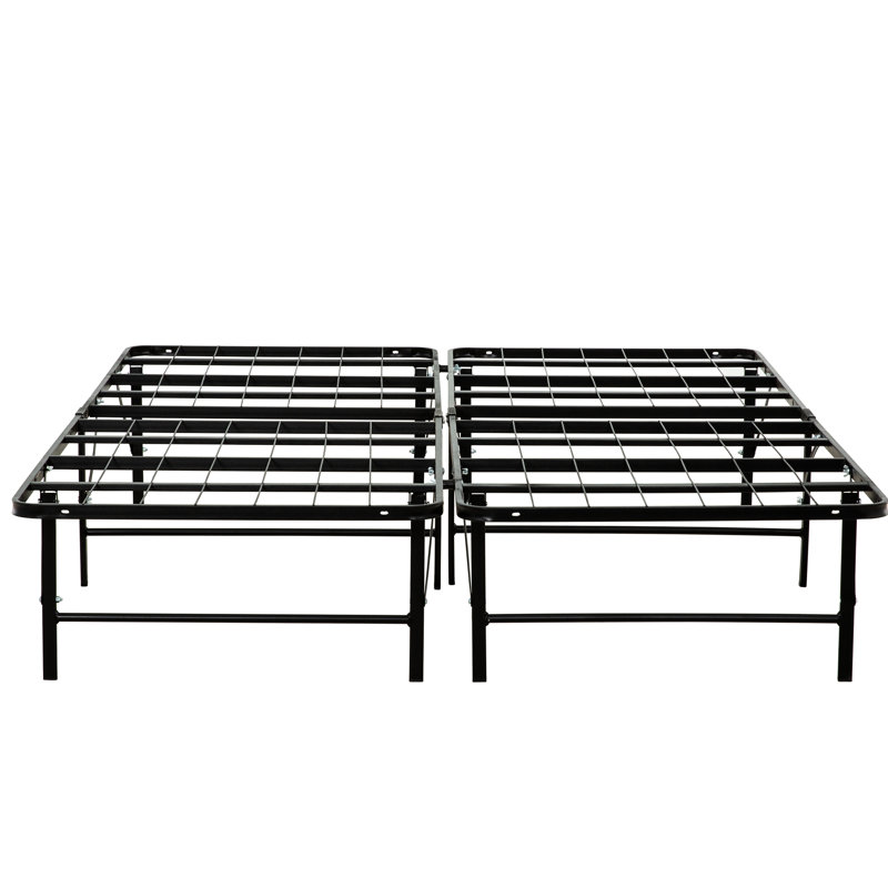 Structure de lit en métal noir pour sommier grand format, sommier de chambre à coucher Essential, Grand lit