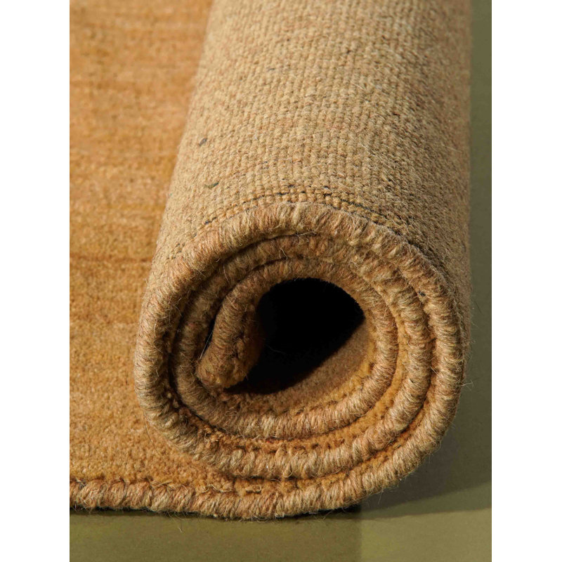 Tapis écologiques en laine tissée à la main Manns, Doré, Carré 10 pi