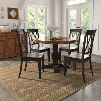 Sloan 45" Round Solid Wood Top Dining Set With X-Back Chairs - 5-Piece, Base Table And Chairs