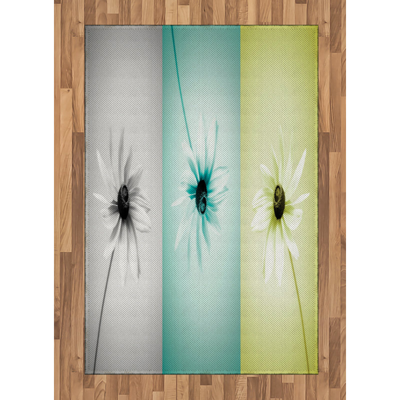 Daisy Abstract High Density Long Fiber Poly Threads Decorative Area Rug Carpet, Rectangle 4' x 5'8"