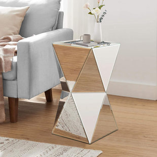 Glass Top Pedestal End Table