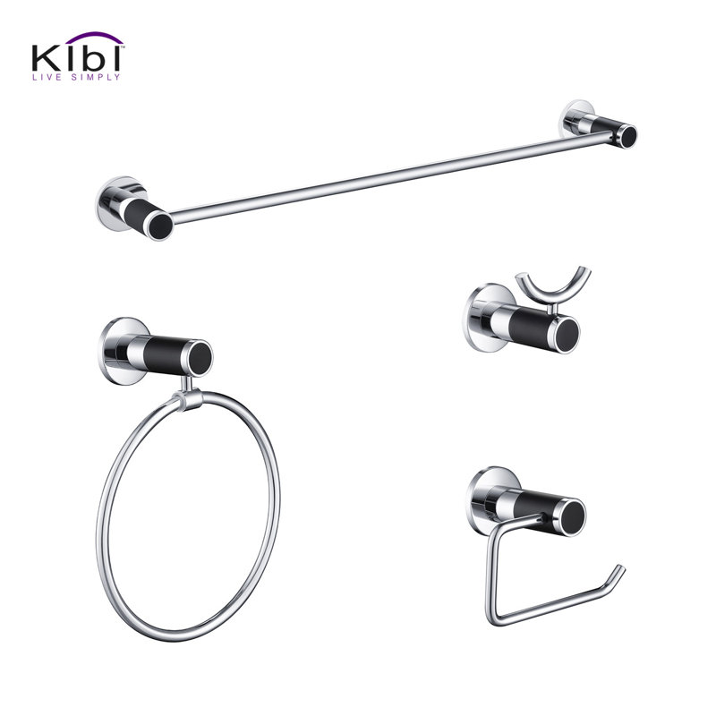 Ensemble de quincaillerie de salle de bain 4 pièces Abaco, Noir