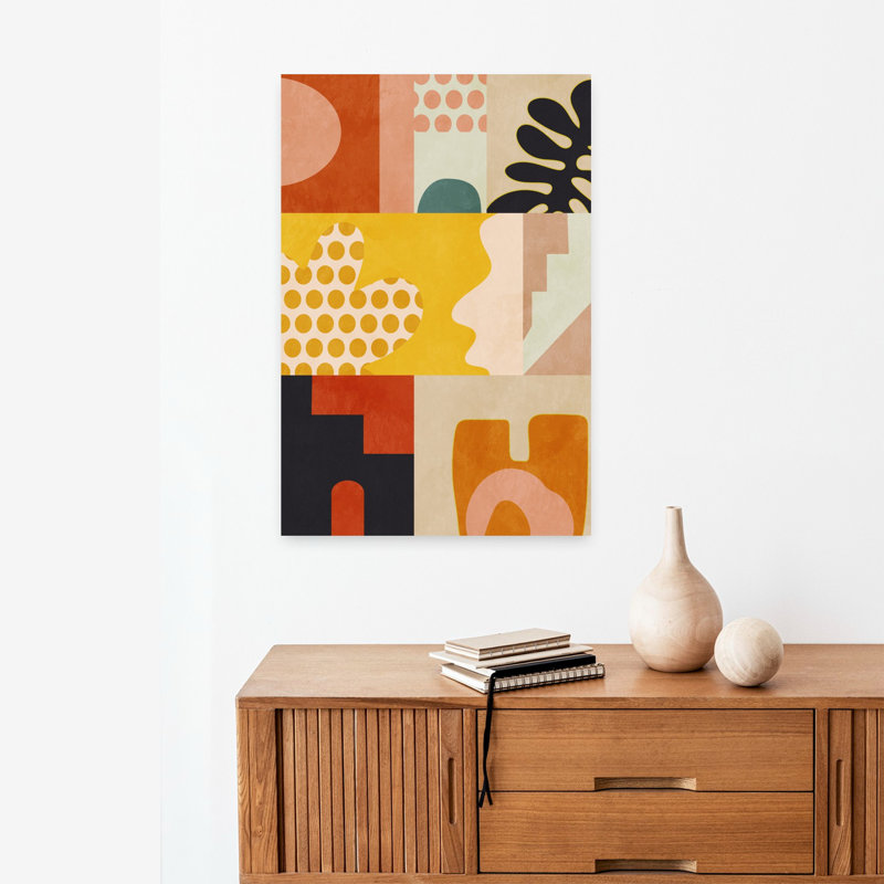 Art contemporain abstrait géométrique coloré, H 24 po x l 16 po