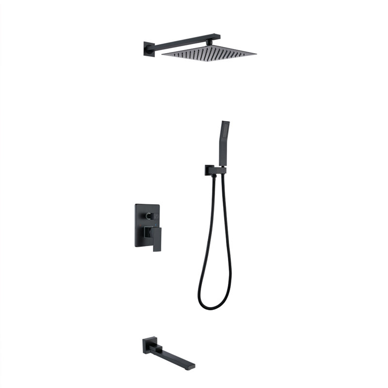 Système de douche complet 15,3 "en laiton massif multifonctionnel, robinet de baignoire et de douche avec valve brute