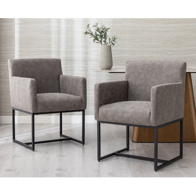 Thirlby 20'' H Faux Leather Upholstered Metal Armchair