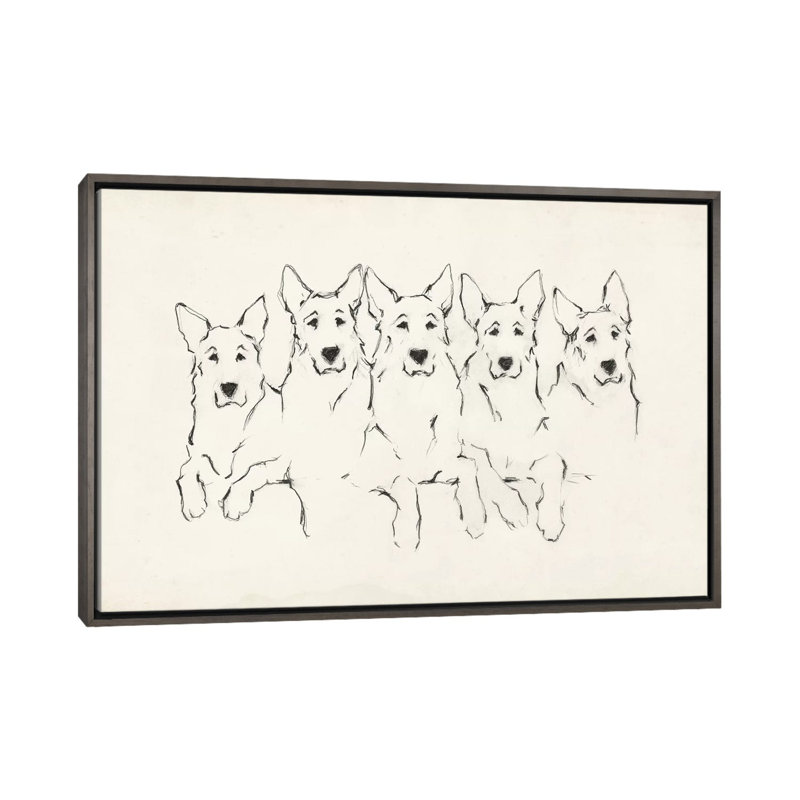 Snuggle Squad II par Ethan Harper - reproduction d'art, H 26 po x l 40 po x 1,5 po, Toile avec cadre gris, Pas de tapis