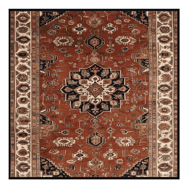 Machine Washable Persian Brown Area Rug, Square 6'