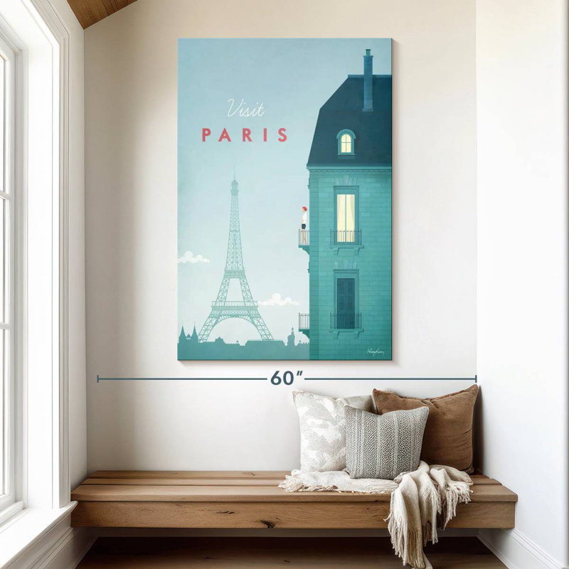 Affiche de voyage rétro Aime Paris, H 51 po x l 34 po