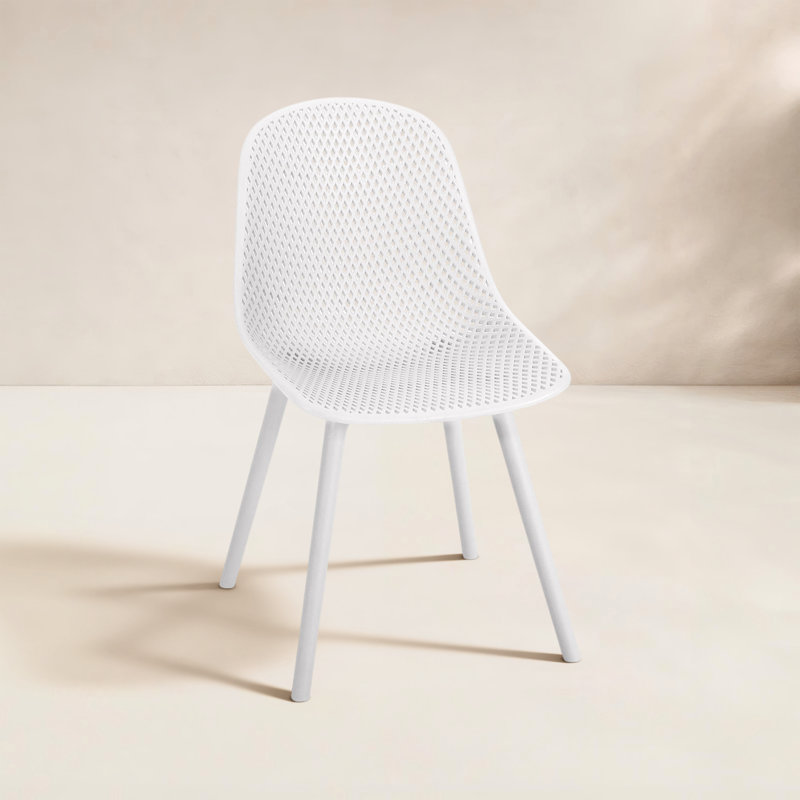 Artha Premium All-Weather Wicker Outdoor Dining Side Chair, White