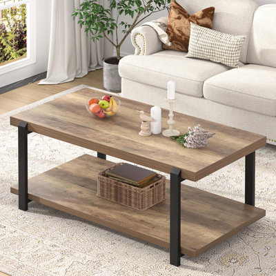 Hulste Industrial Coffee Table with Storage, 42 Inch by 17 Stories