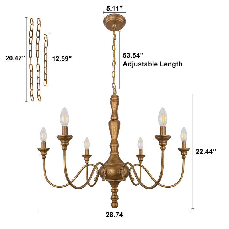 6 - Light Dimmable Classic / Traditional Chandelier