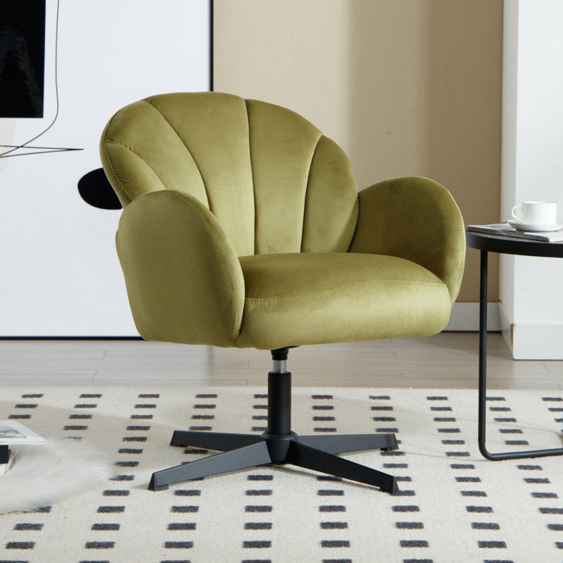 Ahmare Upholstered Swivel Armchair, Green, Velvet