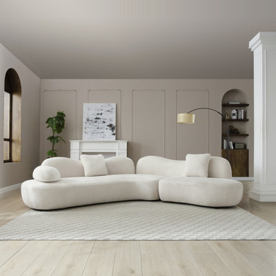 Comfortable Boucle Modular Sofa Modern Crescent Shape For Living Room
