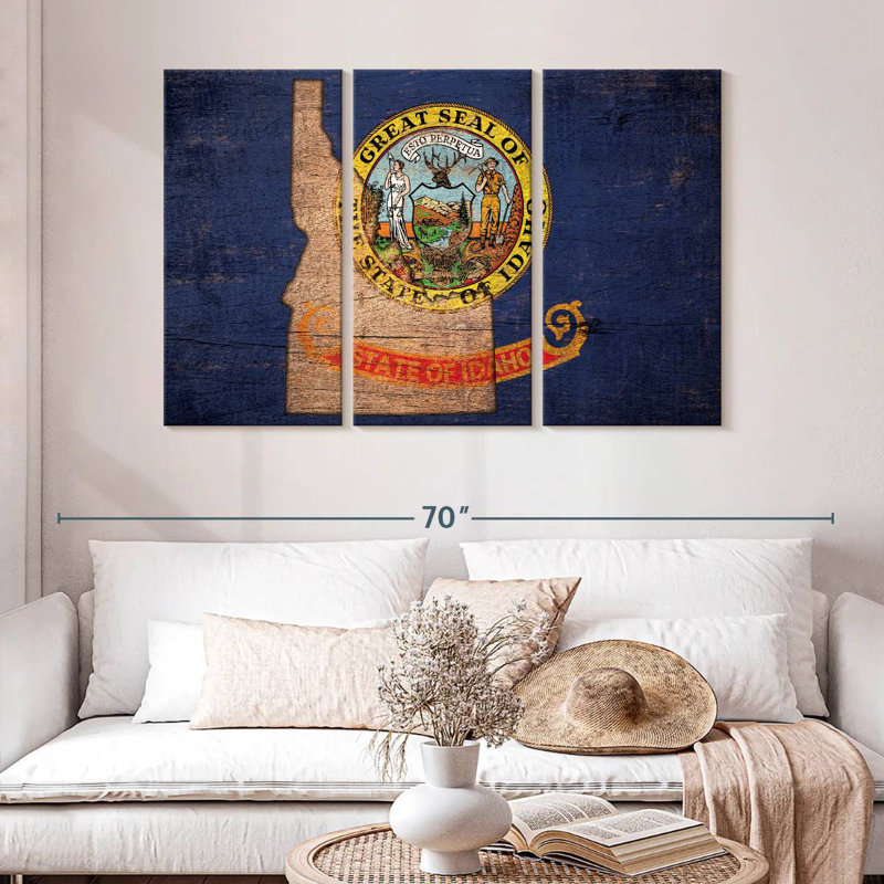 State Map Over Idaho Flag