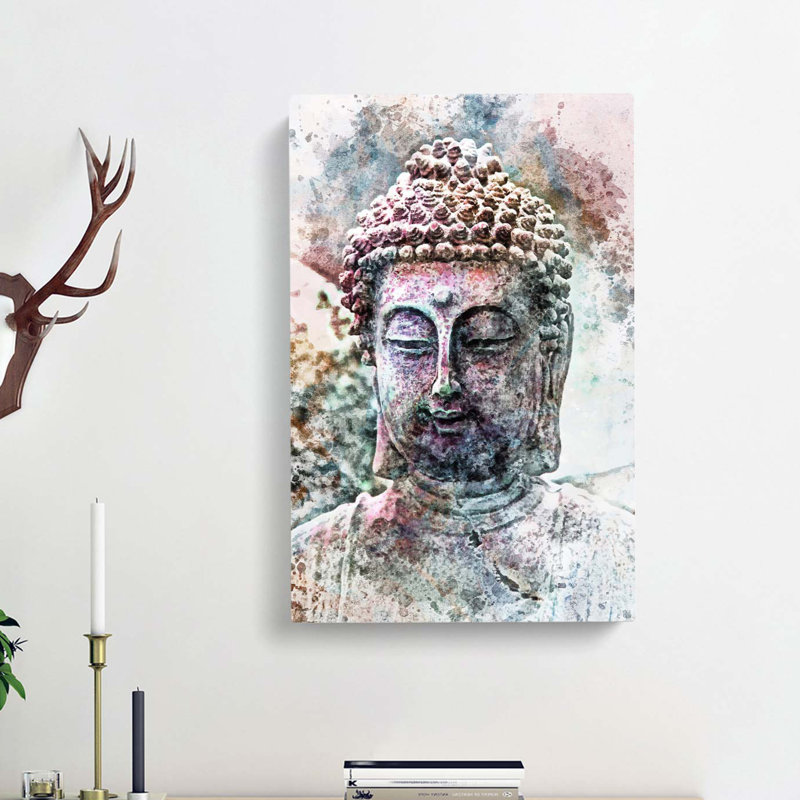 Peaceful Buddha In Abstract - Wrapped Canvas, 76cm H x 50cm W x 3cm D