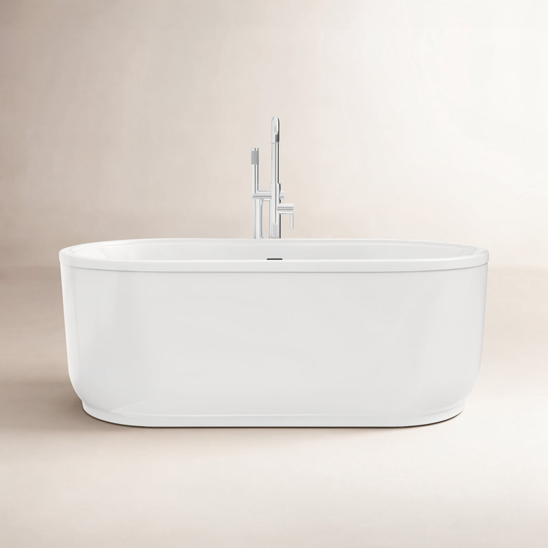 Encore 60-1/4 in. L x 32-1/4 in. W x 23-1/8 in. H Freestanding Acrylic Bathtub, Chrome