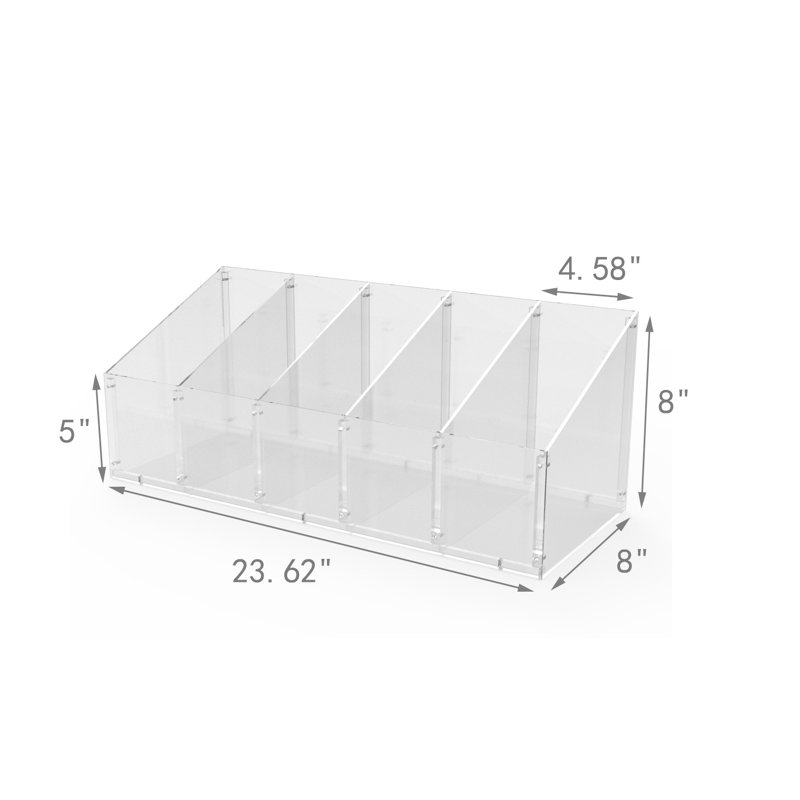 FixtureDisplays® 24 X 8 X 8", 5-Slot Divided Candy Bulk Bin Clear Acrylic Countertop Display Assembly Video in Descripion 100808