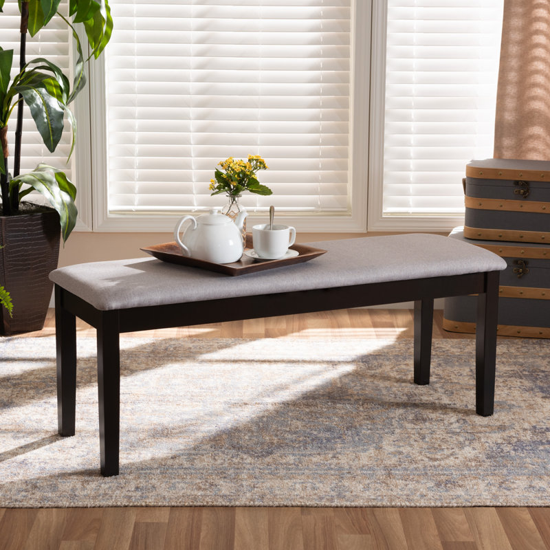 Polyester Upholstered Bench, Black, Grey