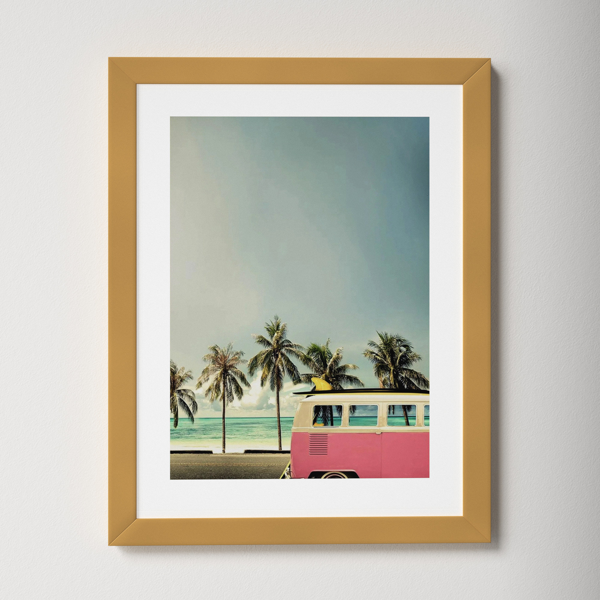 Surf Bus Pink by Design Fabrikken, Gold, 15.25" H x 12" W x 0.75" D