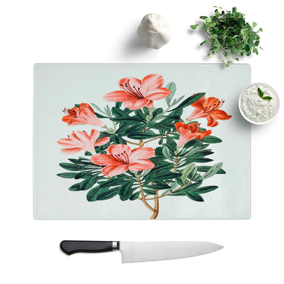 Tempered Glass Chinese Azalea Chopping Board