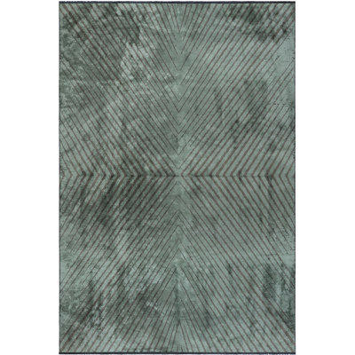 Rapture Chevron Area Rug in Dark Gray/Aqua Blue