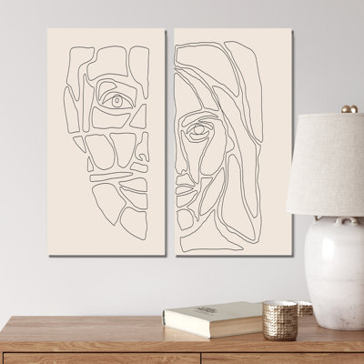 «Abstract Minimalist Woman Portrait III», ensemble de 2 peintures