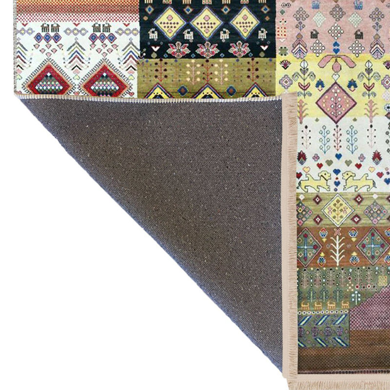 Tapis décoratif rétro à motif floral et à motifs mixtes de la collection Barcelona