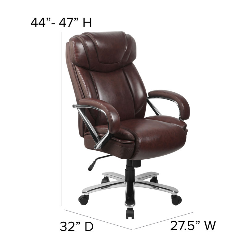 Chaise de bureau ergonomique Molly Big & Tall LeatherSoft avec appui-tête et accoudoirs, Brun