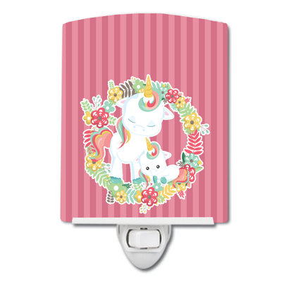 Unicorn and Flowers Ceramic Night Light