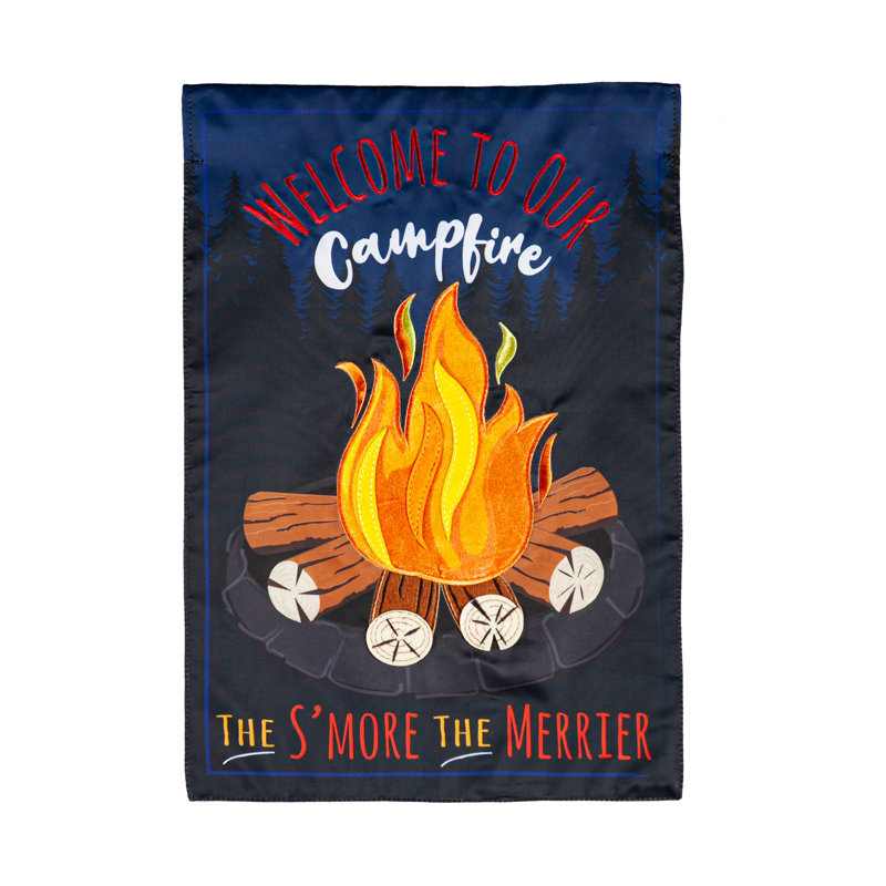 Bienvenue sur notre drapeau de jardin en nylon 18 x 13 po Campfire